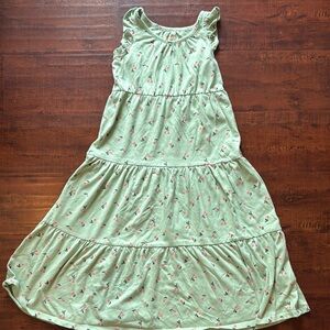 Cat & Jack Green Cherry Sleeveless Floral Tiered Maxi Dress